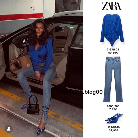 Zara Tops - “Last one “ZARA BLOGGERS FAV SATEEN BODYSUIT ELECTRIC BLUE